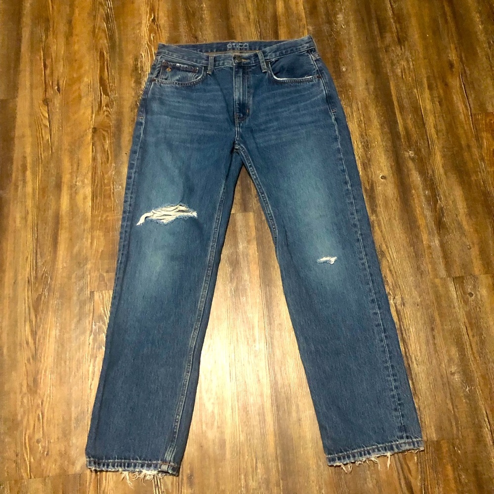 Etica Blue Straight Leg Jeans